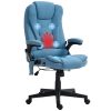 Vinsetto 6 Point Vibrating Massage Office Chair with Heat, Linen High Back Executive Office Chair with Reclining Backrest, Padded Armrests and Remote, Light Blue